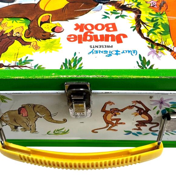 Disney 1966 Aladdin Jungle Book Embossed Metal Lunchbox w/Thermos & Golden Book. - Picture 7 of 16